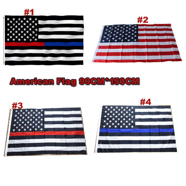 DHL Free Blue Line USA Flags 3 By 5 Foot Thin Red Line US Flag Black White And Blue American Flag With Brass Grommets 4 style