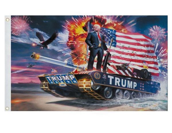 90*150cm 2020 Trump Donald Trump on tank Flag Keep America Great 3ft*5ft digital print on two sides