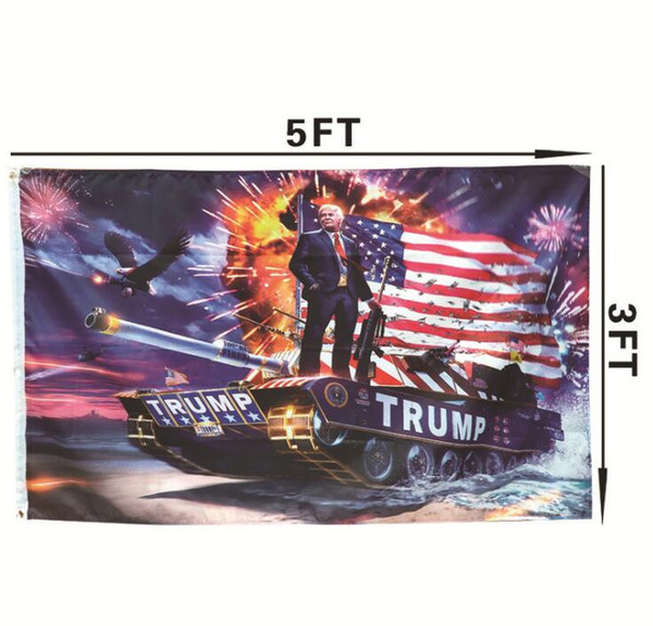 Trump tank flag Donald John Trump Amercia Flags Polyester Canvas Head Metal Personality Decortive Trump Banner Flag Free Shipping