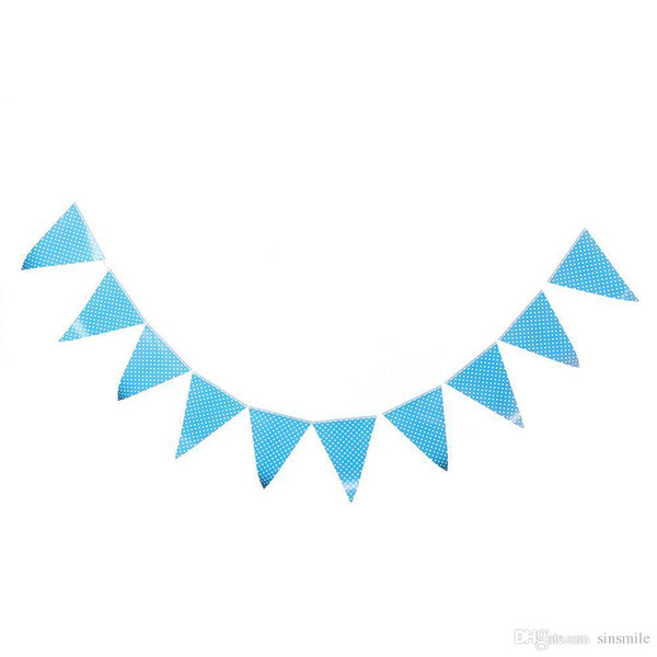 Wholesale-Bunting Flags Banner Happy Birthday Party Dessert Table Decor Blue + White