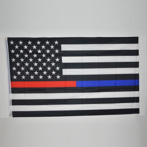 90*150cm BlueLine USA Police Flags 3x5 Foot Thin Blue Line USA Flag Black, White And Blue American Flag With Brass Grommets 50pcs