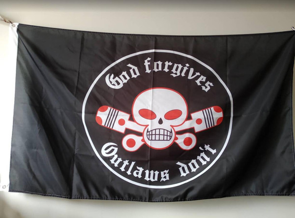 Outlaws MC Flag 90 x 150 cm Polyester Motorcycle Club One Percent Biker Banner