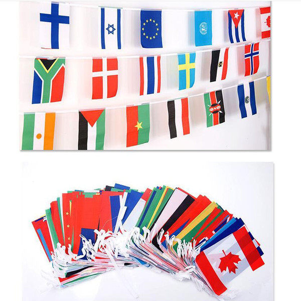 2018 Russia World Cup Flag Football Cup 32 Country Strings Flags 14*21cm & 20cm*30cm Banner Bar decoration Indoor outdoor Hanging flags