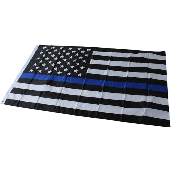 Blue Line USA Police Flags 90x150 cm Thin Blue Line USA Flag Black White And Blue or Red American Flag With Brass Grommets