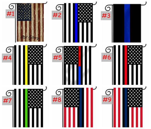 us garden flag 30*45CM Blue Line Red Line USA Police Flags 12*18inch Thin Blue red Line USA Flag Black White Blue American Flag