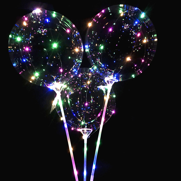 3Pcs Reusable Luminous LED Balloon Transparent Round Bubble Birthday Party Wedding Decoration LED Bubble Balloon Baby Kids Toy