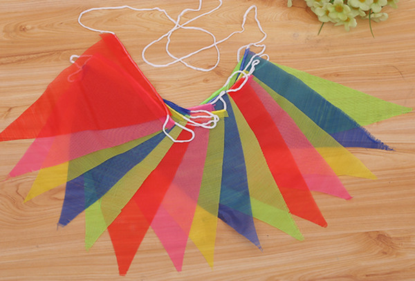 New 2pcs(3.5m/pc) designed Colorful Triangular Flag Birthday Party Pennant Flag Banner Wedding Home Decor Event Supplies