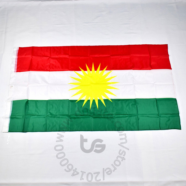 Kurdish flag 90*150cm Kurdistan Kurdish Polyester Hanging Flag and Bannes 2 Sides Printed Home