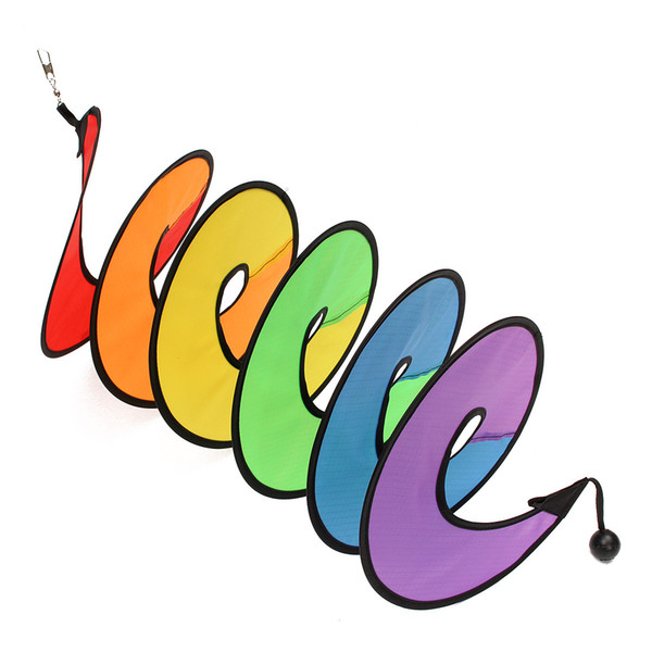 Wholesale- Rainbow Wind Spinner Spiral Curly Tail Windmill Tent Garden Decoration Item Colorful Foldable Gadgets Camping Decor