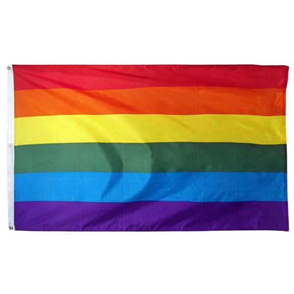 New 90*150cm Polyester 3x5 Foot Lesbian Gay Pride LGBT Flag Colorful Rainbow Flag Banners Party Decorations Wedding Centerpieces Home Decor