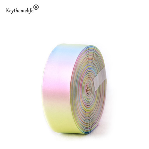 Streamers 50 yard Rainbow Ribbon Printed Polyester Satin Ribbons DIY Handmade Materials Wedding Gift Wrap %