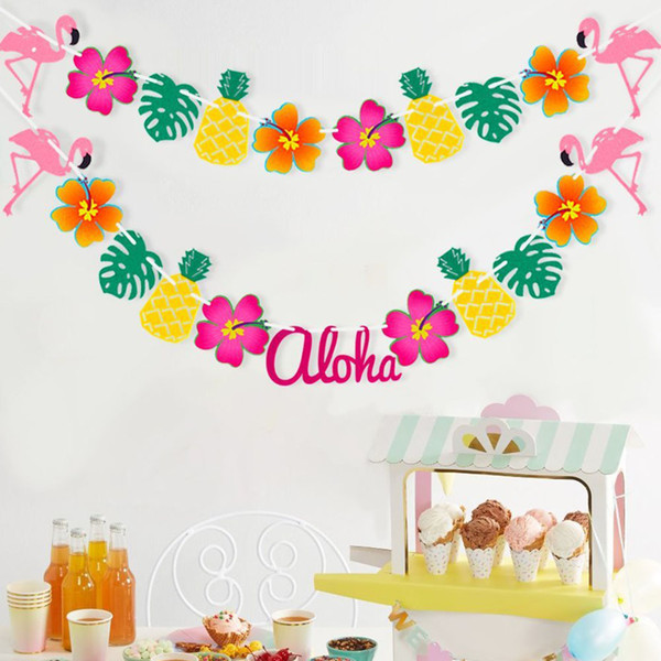 Wholesale-Tropical Pineapple Garland Props Summer Hawaii Banner Birthday Party Decoration