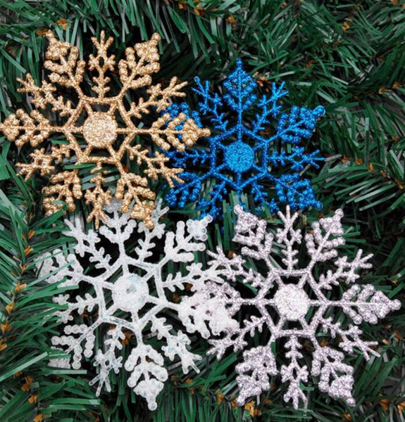 10CM Christmas Tree Snowflakes Decorations Hanging Snowflakes Ceiling Party Ornaments White Glitter Outdoor Snowflake Party Ornaments