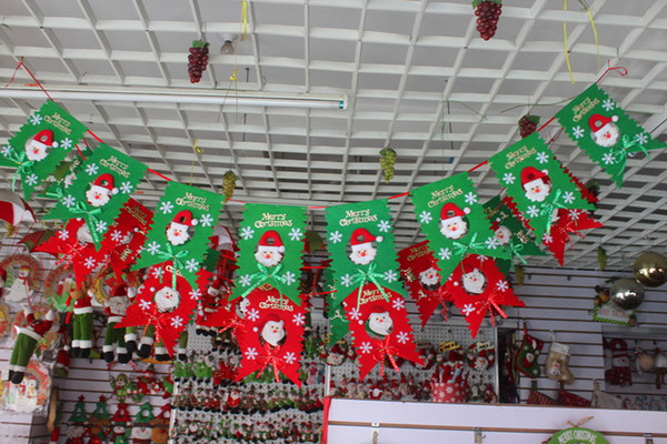 Merry Christmas Banner Flags Santa Clause Snowman Flags for Home Hotel Restaurant KTV Bar Kinder Garden Club Xmas Decor