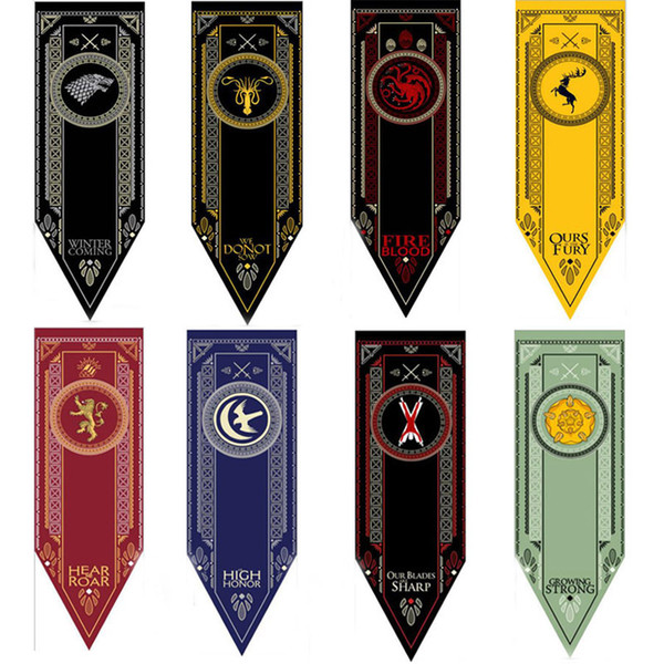 New SATIN House Stark Banner - Game of Thrones Wolf Tournament Outdoor Banner Flag 46*150 cm Baseball Flag