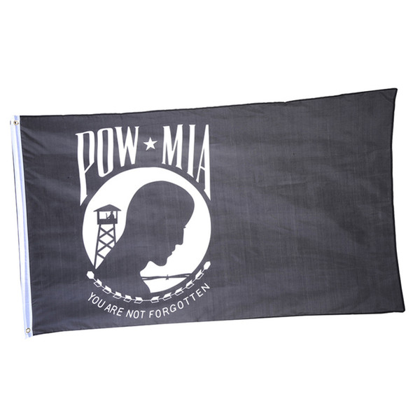 90cm*150cm 3x5ft POW-MIA Barbed Wire Flag You are never Forgotten Prisoner of War Black Polyester garden Banner with Brass free ship