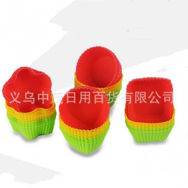 Household Silicone Cupcake Molds Round Heart Rose Star Design Muffin Mould Jelly Pudding Cups High Temperature Resistance For Baking 0 35zm