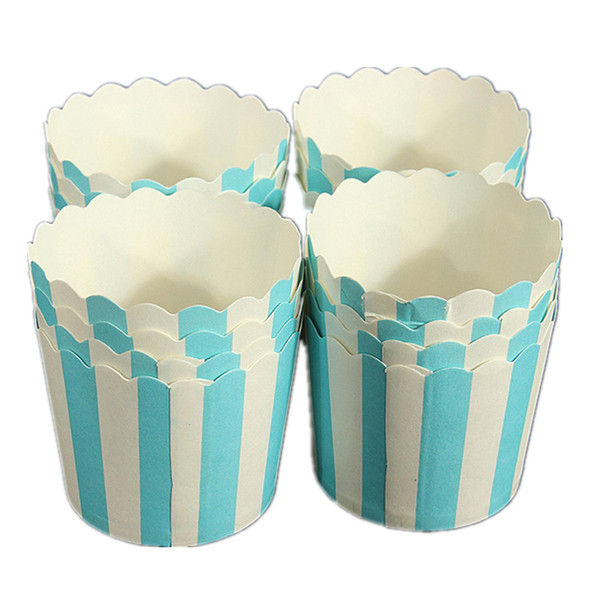 Best selling 50X Cupcake Paper Cake Case Baking Cups Liner Muffin Dessert Baking Cup Blue White Striped