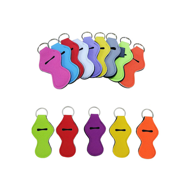Neoprene Chapstick Holders Keychain Blank Chapstick Sleeve Key Rings Colorful Gourd Women Lip Balm Lipstick Holders Party Favor Gifts