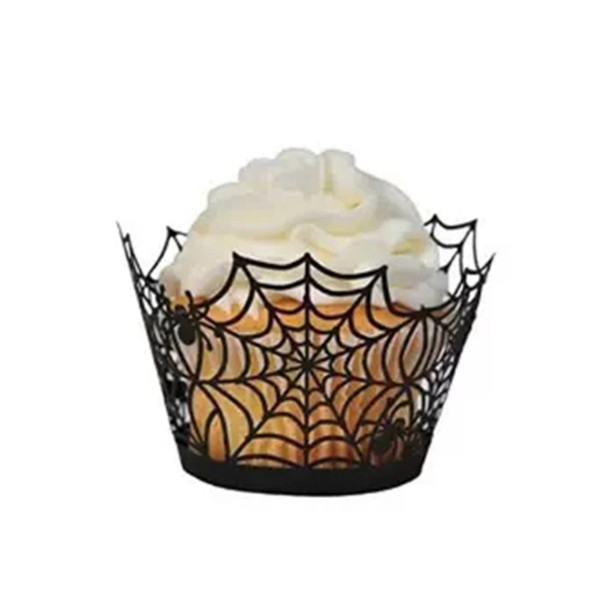 Halloween Spiderweb Paper Cupcake Wrapper Cupcake Toppers Kids Favors Party Decoration Cake Topper Halloween Cake Around
