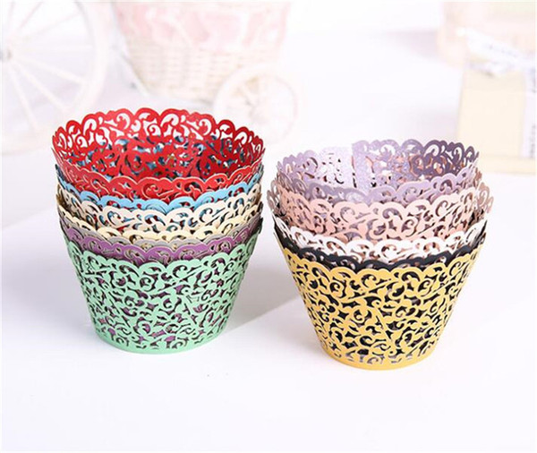 Cupcake Wrappers Cartridge Lace Laser cut Cake Paper Cup Cupcake Wrapper Wedding Party Cake baking Cup holder G445
