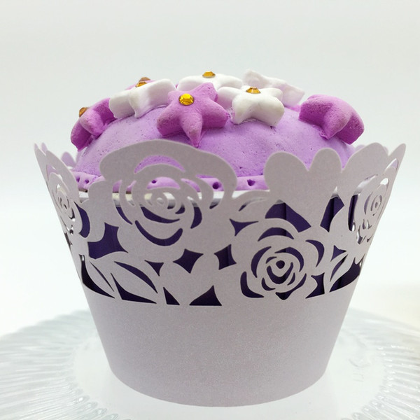 wedding favors rose Laser cut Lace Cup Cake Wrapper Cupcake Wrappers For Wedding Birthday Party Decoration 12pc per lot
