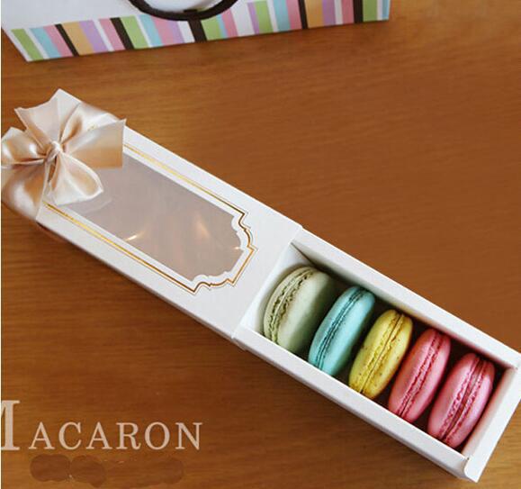 Macaron Box Cake Box Biscuit Muffin Box15.5*6.5*5cm Home Made Macaron Paper Party Boxes For Bakery Cupcake
