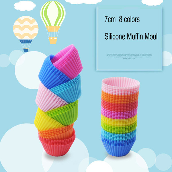 NEW ARRVIAL 7cm 8 Colors Silicone Muffin Mould Muffin Cupcake Molds FDA DIY Cupcake Baking Tools Round Shape Silicone Jelly Baking Mold