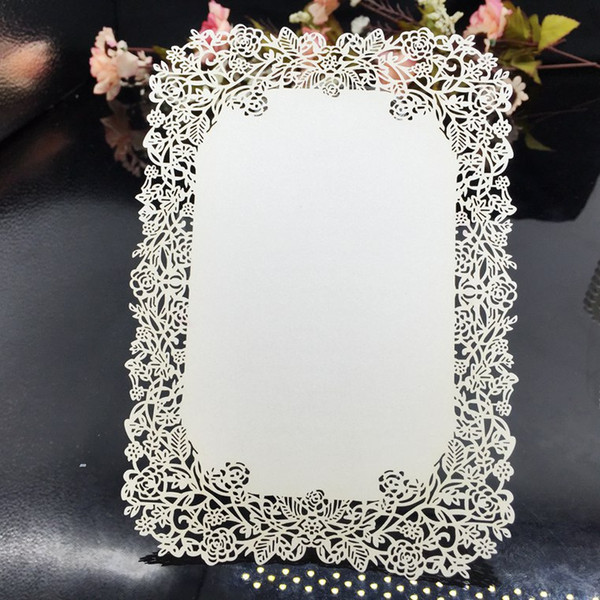 Creative Lace Delicate Wedding Party invitations Laser Cut Rose Flower Invitation Cards Elegant Design Customized Print