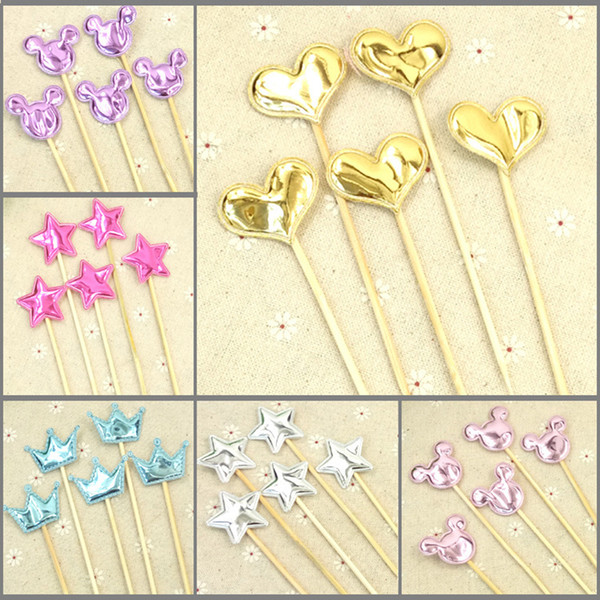 Lovely Heart Star Crown Cake Topper For Birthday Cupcake Flag Baby Shower Party Wedding Decoration Supplies 5 pcs/lot Free DHL 611