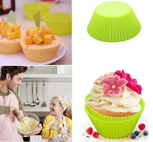 Hot sale! Round shape Silicone Muffin Cupcake Mould Case Bakeware Maker Mold Tray Baking Cup Liner Baking Molds