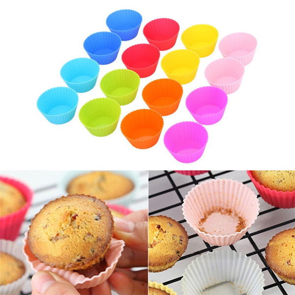 7cm Round Shaped Silicone Cake Baking Molds Muffin Cups Cake Mould Cupcake Bakeware Maker Mold Tray Jelly Baking Mold Cup