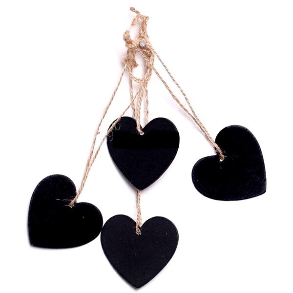 Mini Hanging Chalkboard Memo Tags Heart Round Shape Board Message Blackboard Wooden Hanging Decoration DIY Wood Crafts