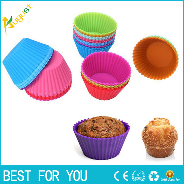 New hot 12pcs/lot Silicone Cake Muffin Chocolate Cupcake Liner Baking Cup Cookie Mold 8 Colors