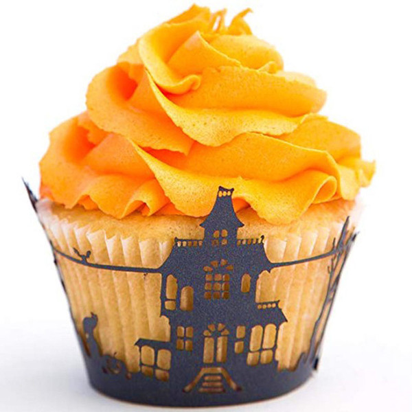 Halloween Hollow Black Paper Cup Spider Web Cake Cup Cake Makers Disposable Baking Cups for Halloween Cupcake