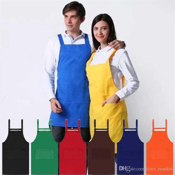 Multi Color Fashion Apron Solid Color Big Pocket Family Cook Cooking Home Baking Cleaning Tools Bib Baking Art Apron have stock