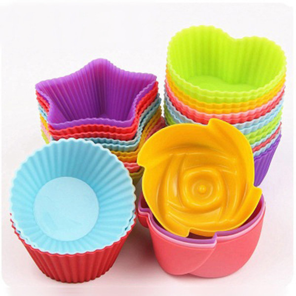 7cm Silica gel Liners baking mold silicone muffin cup baking cups cake cups cupcake Heart Star Round shape