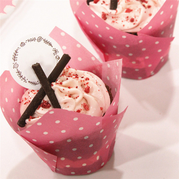 50pcs/lot Tulip Muffin Wraps with Dots Paper Cupcake Liners for Wedding Party Patty Cases Baking Tools Cup Cake Liner