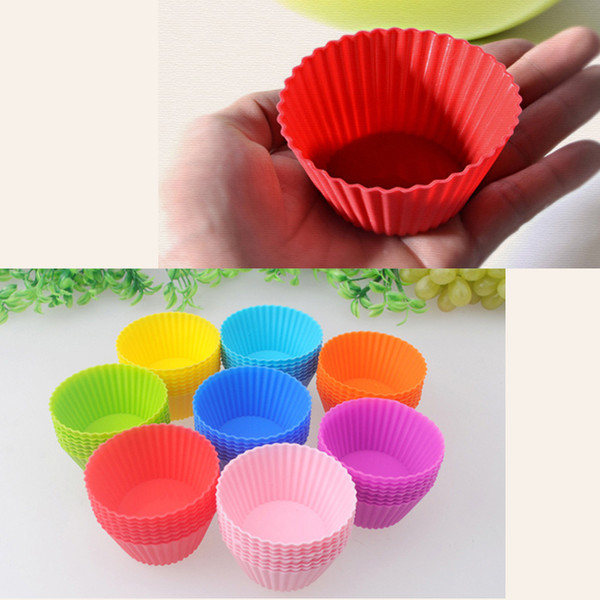 Round Shaped Silicon Muffin Cupcake Cake Baking Molds Jelly Mold Silicon Cupcake Pan Muffin Cup, Mix Random Color