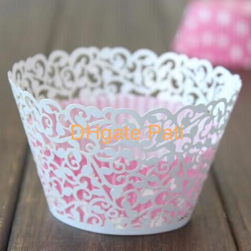120pcs white Laser cut Little Vine Cupcake wrappers,Vine Figtree wedding cup cake Liners H163