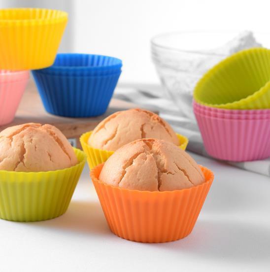 Silicone cupcake Muffin Cups 7cm cake Mould Baking Mold cake decorating tool candy color durable fondant Mold Tray Jelly Mold DGB1