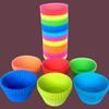 free shipping 12 Pieces 7cm Round Silicone Reusable Baking Cake Molds Jelly Mould Cupcake Maker Muffin Cup (Random Color) AJI-995