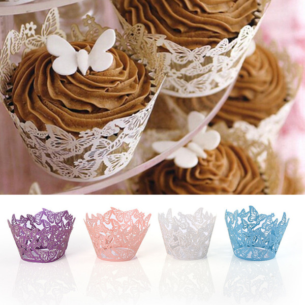 1000pcs Butterfly Paper Cups Lace Laser Cut Cupcake Paper Wrappers Cake Baking Cup for Wedding Birthday DIY Baking Fondant Moulds