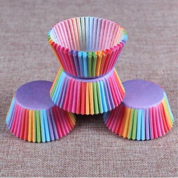 2018 Hot Pvc bucket rainbow cake paper cup baking muffin cake chocolate cup glutinous rice paper tray packaging 100 pcs/set