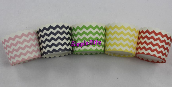 CUTE 50pcs Mixed Wave stripe Round Muffin Paper baking in the oven directly CakeCup case Ice cream Candy Cups.