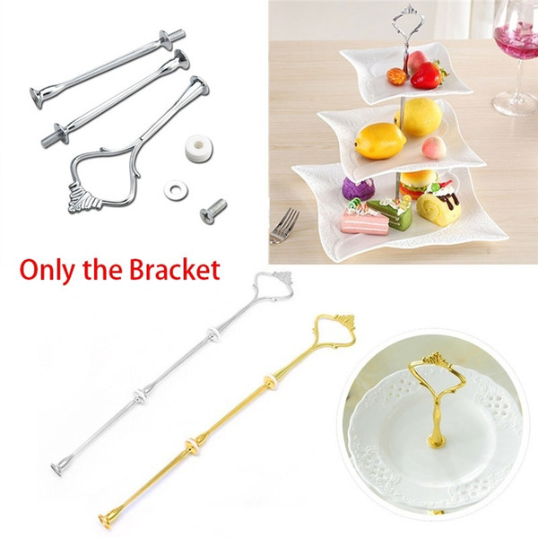gold and silver crown Wedding Party 3 Tier Cake Plate Stand Center Handle Rods Fitting Tool Hardware