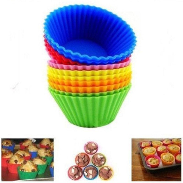 6 Color Silicone Muffin Cake Cupcake Mould Case Bakeware Maker Mold Tray Baking Cup Jumbo Mould DH0158