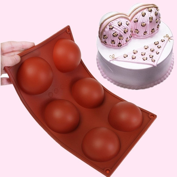 Silicone 6-Cavity 7cm 3D Half Ball Chocolate Cake Muffin Soap Mold Mould Baking Tray 29.5cmx17.3cmx3.3cm