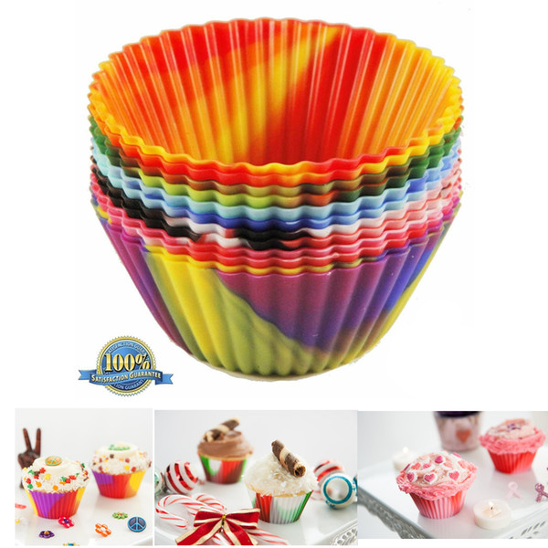 6 Color Baking Cake Cups Baking Cake Mold Round Shaped Camouflage Color Silicone Cake Baking Molds
