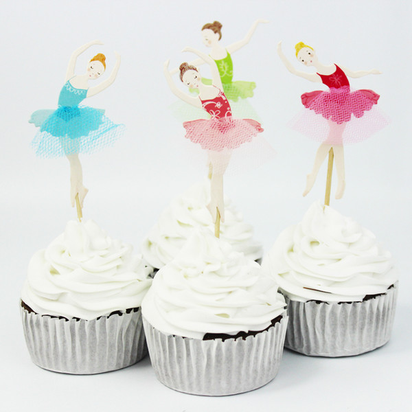 Beautiful Ballet Girl Cupcake Wrappers Decorating Inserted Card Stands For Birthday and Xmas Decoration Supplies free shipping
